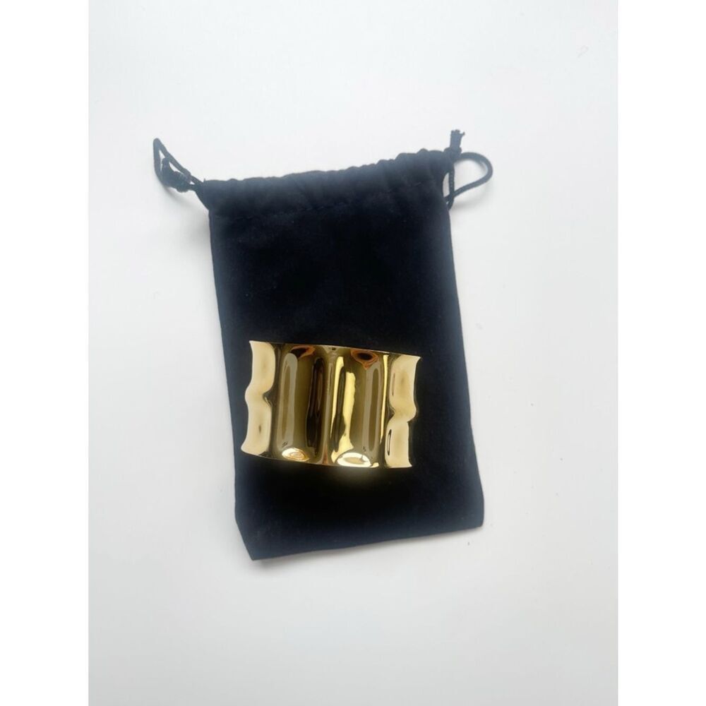 Mayamar Gold Hammered Sculpted Wide Cuff Bracelet 24k dipped plating - Picture 4 of 9